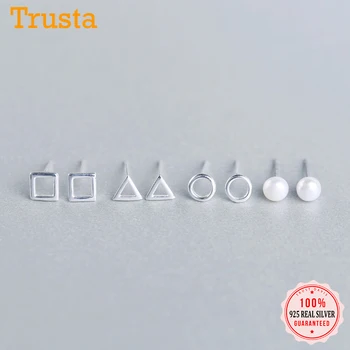 

Trustdavis New 4 Styles 925 Sterling Silver Jewelry Fashion Cute Hollow Out Tiny Stud Earrings Gift For Girls Kids Lady DS019