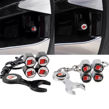 

Wheel Tire Valve Caps for Audi Sline RS4 Q3 Q5 Q7 RS5 RS7 RS6 S3 S4 S5 S6 S7 TT A3 A4 A5 A6 A8 with Mini Wrench KeyChain