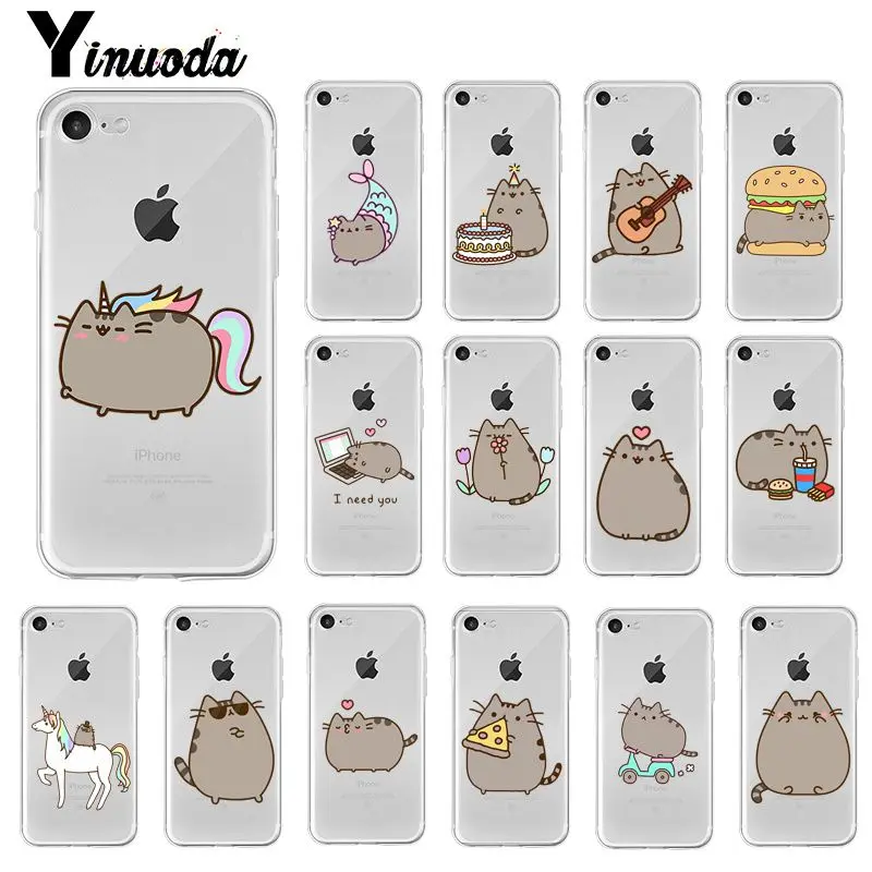 

Yinuoda Cute Pusheen Cat Cartoon Meow TPU Phone Case Cover for iPhone X XS MAX 6 6S 7 7plus 8 8Plus 5 5S XR 10 11 pro max