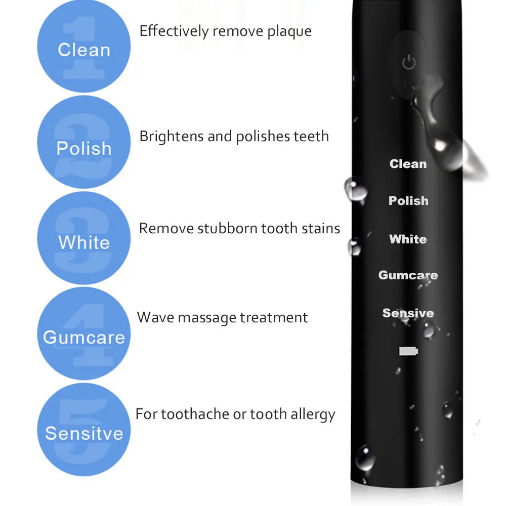Powerful Ultrasonic Sonic Electric Toothbrush USB Charge Rechargeable Tooth Brushes Washable Electronic Whitening Teeth Brush 2