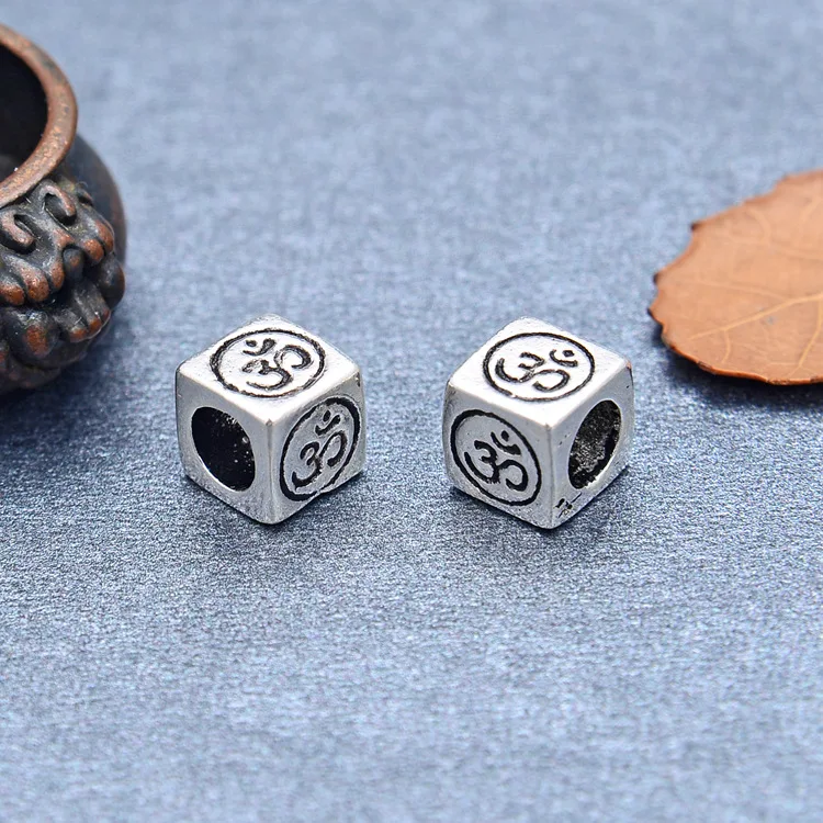 Handmade 100 925 silver Tibetan beads 925 sterling Buddhist OM beads