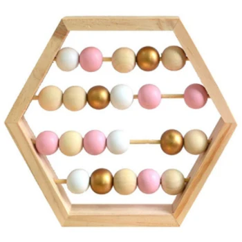 

Nordic Natural Wooden Abacus with Beads Craft Baby Early Learning Educational Toys Child Room Decor