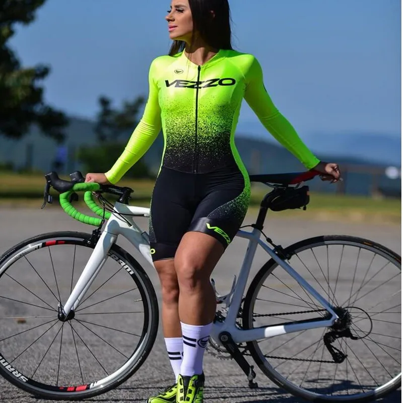 KAFITT triathlon cycling jersey overalls sports running woman one-piece dress long sleeve loop suit 9DGEL2020