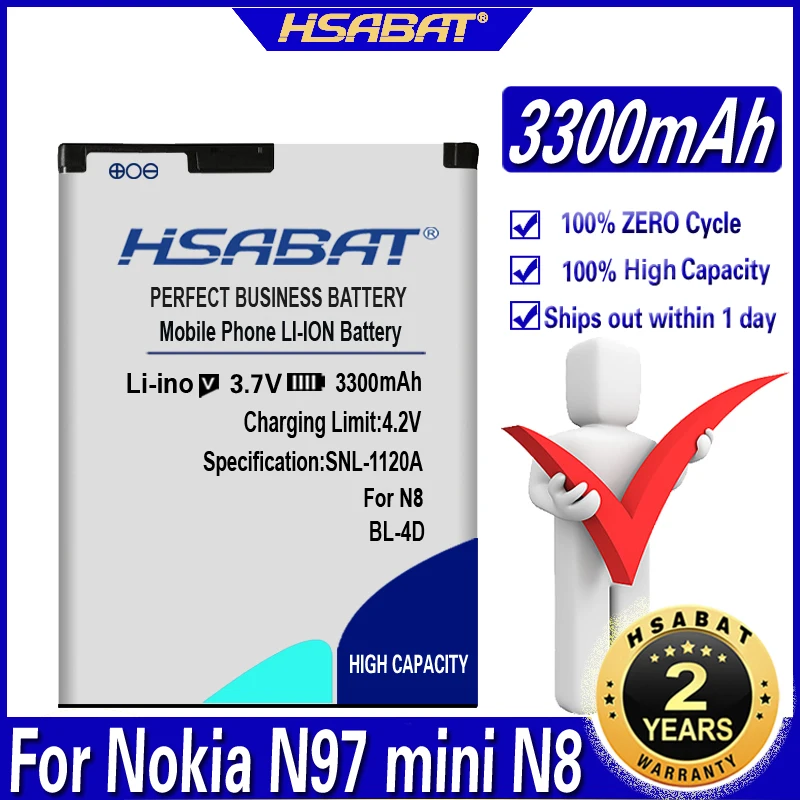 HSABAT BL 4D 3300mAh аккумулятор для Nokia N97 MINI E5 N8 E7 803 N803 702T E6 N5 210 T7 00|battery for|battery for nokiabl-4d battery |
