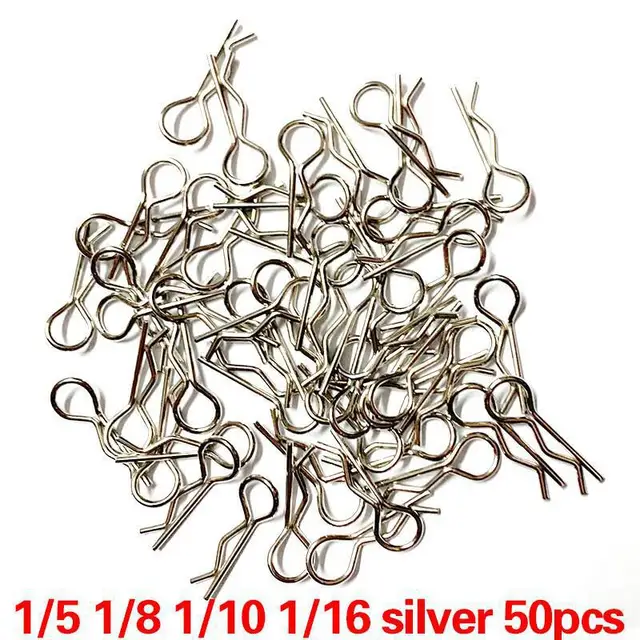 50 Pcs 1/8 1/10 1/16 RC Car Body Shell R Clips Bodyshell Pin Suitable For HSP HPI Redcat Trax Trx4 Body Shell Buggy Truggy 1