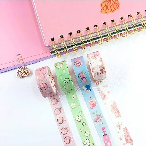 

Ins Japanese Sakura Series Creative Washi Tape 3M Card Note Sealing Sticker Hand Account stationery DIY Color Decorative Tapes
