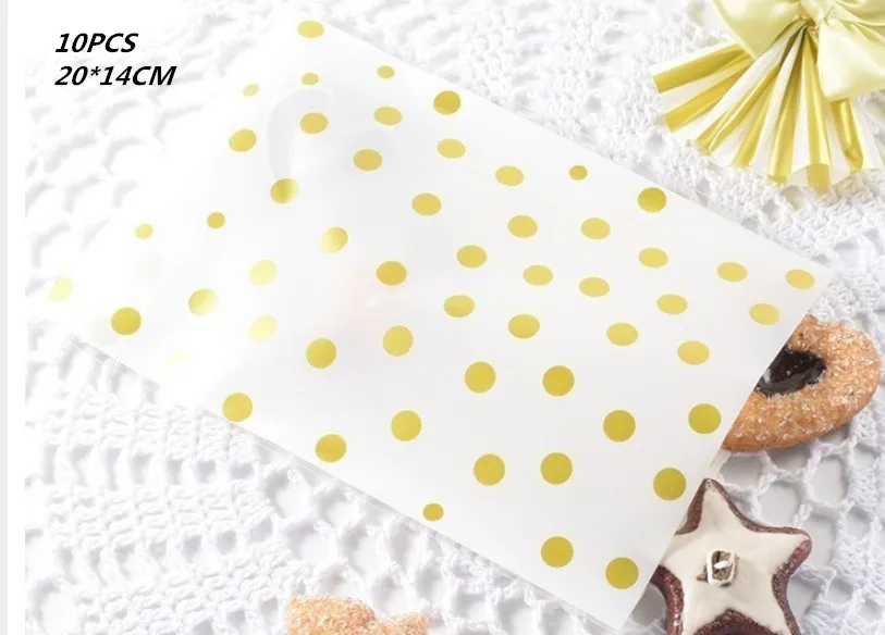 10pcs candy box 10 шт./партия, 14X20 см, белые золотые точки, сумка для печенья, diy, подарочные пакеты для рождественской вечеринки, конфеты, продукты и сумки для упаковки мыла ручной работы - Цвет: 10pcs candy box