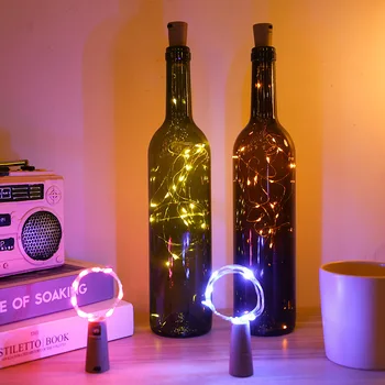 

LED Wine Bottle Lights 2M 20LEDs Cork Shape Copper Wire Colorful Mini String Lights For Indoor Outdoor Wedding Christmas Lights