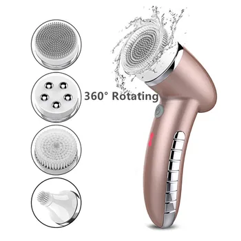 

360° Rotating Facial Cleansing Brush Sonic Vibration Mini Face Cleaner Silicone Deep Pore Cleaning USB Charging and Waterproof