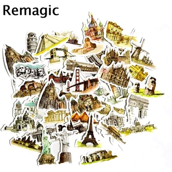 

12sets Vintage Tourism Building 42pcs/set 90s kids Stickers pack paster cosplay scrapbooking diy phone laptop decorations gifts