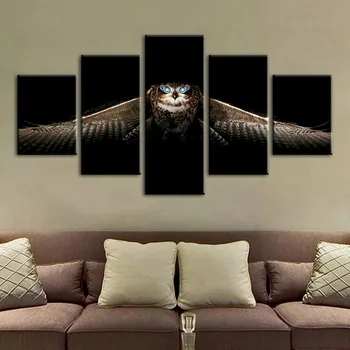 

Canvas Printed Modern Animal Owl Poster Home Decorative Painting Wall Artwork 5 Panel Picture Living Room Modular No Framework