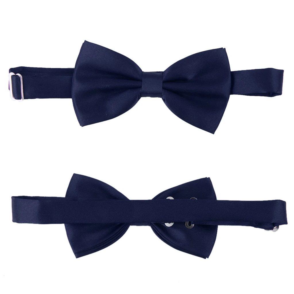  3pcs Men's Satin Bow Tie Cummerbund Hanky Handkerchief Deep Blue