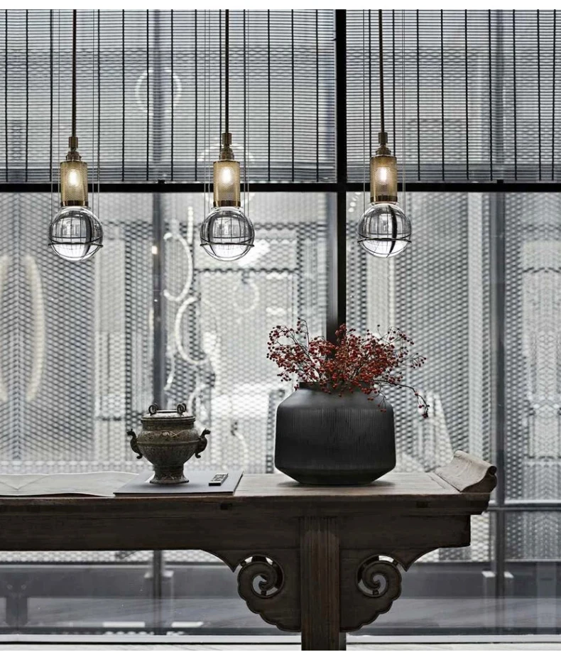 

Modern Led Metal Pendant Lights Wrought Iron Glass Round Ball Brass Rod Hanging Lamp For Living Roomcafekitchen Nordic Lighting