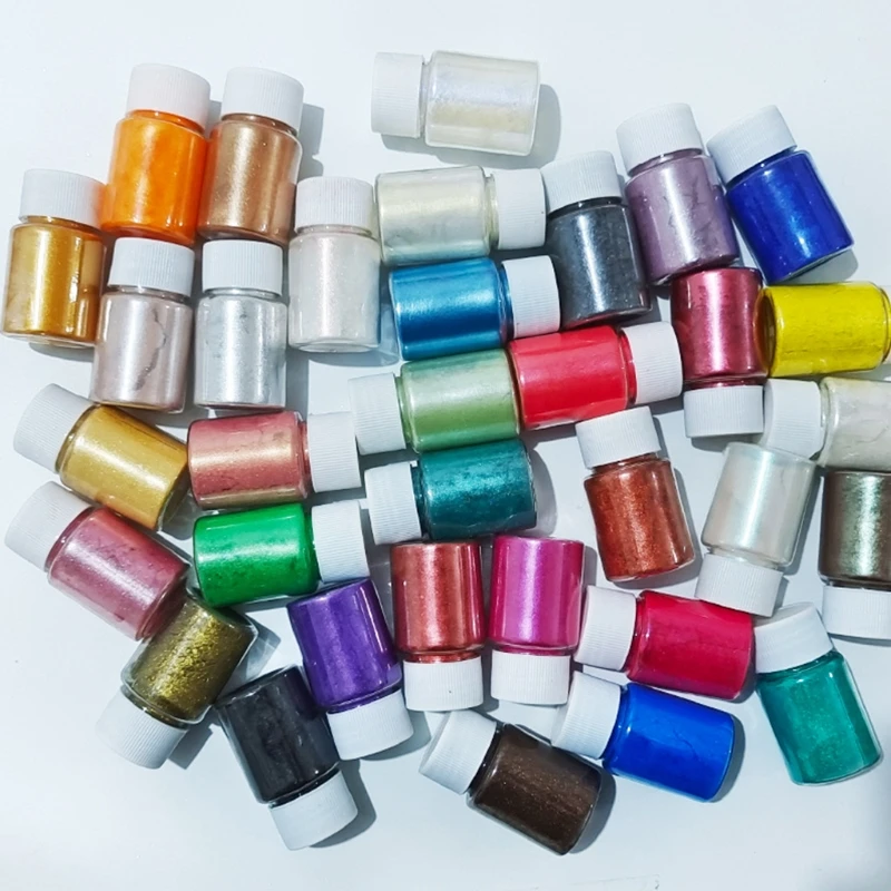 Mica Mineral Powder Epoxy Resin Dye Pearl Pigment Cosmetic Grade Pearlescent Natural for DIY Jewelry Crafts Making 36 Colors