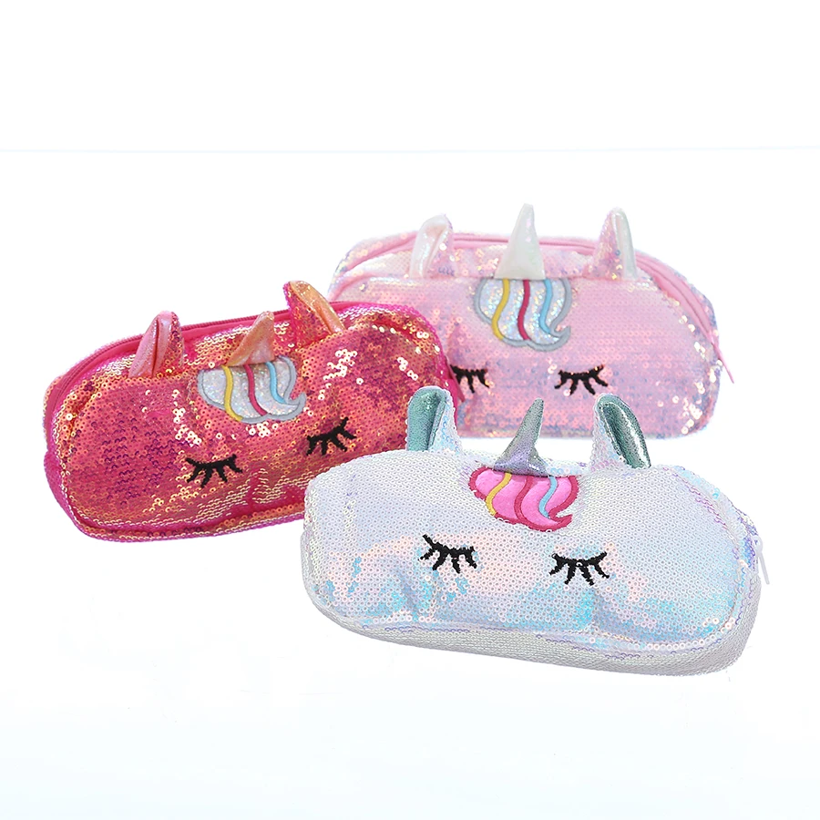  Girl Sequin Unicorn Cosmetic Case Women Cute Storage Bag Travel Washing Bag Student Cartoon Pencil 