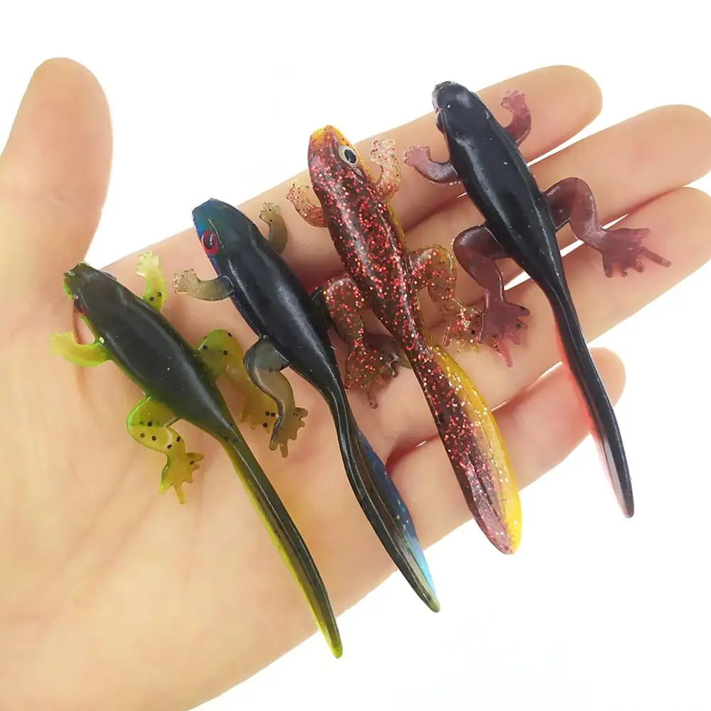 4-pieces Soft Lures Baits Wobblers Frog Tadpole 8cm/3.6g Easy Shiner  Fishing Lure Artificial Silicone Bait Double Color