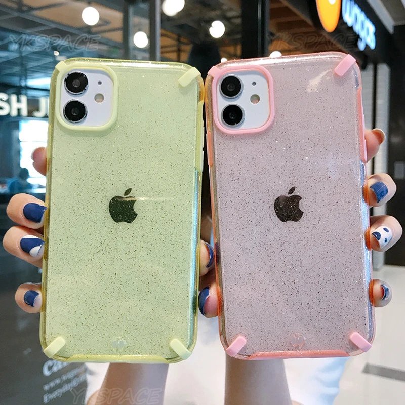 Блестящий противоударный чехол с блестками для iPhone 6 6s 7 8 Plus X XR XS 11 Pro Max SE 2020 Мягкие силиконовые жесткие чехлы
