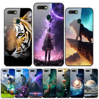 Перейти на Алиэкспресс и купить Для OPPO A5S чехол с милым рисунком стеклянный задний жесткий чехол для OPPO A5S CPH1909 чехол для телефона OPPO AX5S бампер OPPOAX5S OPPOA5S A 5S