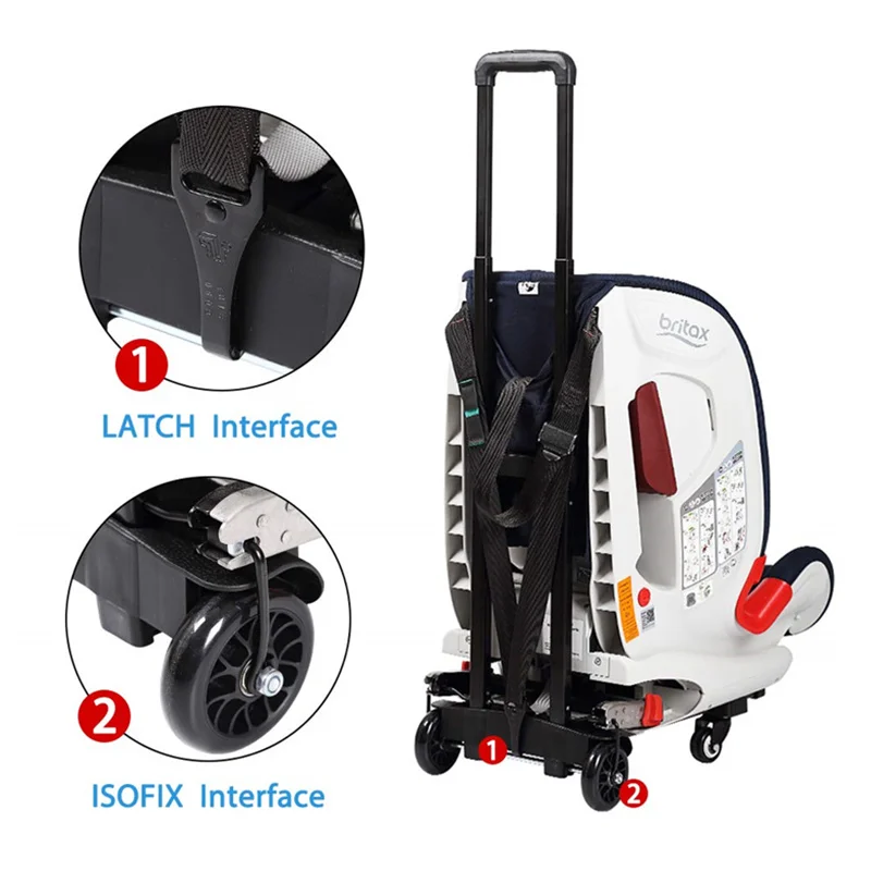 ALWAYSME Light & Portable Baby Child Car Seat Travel Carts Stroller Trolley With Four Wheels,Cart Only ,Not Include ISO FIX Belt