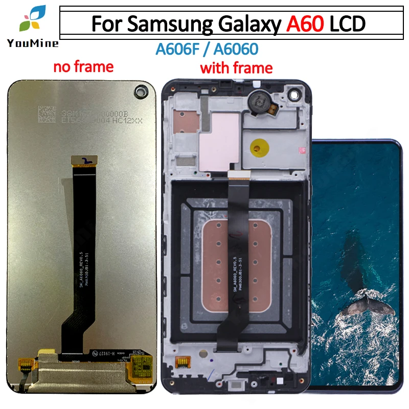 Для samsung galaxy A60 A606F/DS A6060 A606FD дисплей сенсорный экран дигитайзер в сборе для samsung A60 ЖК-дисплей с рамкой