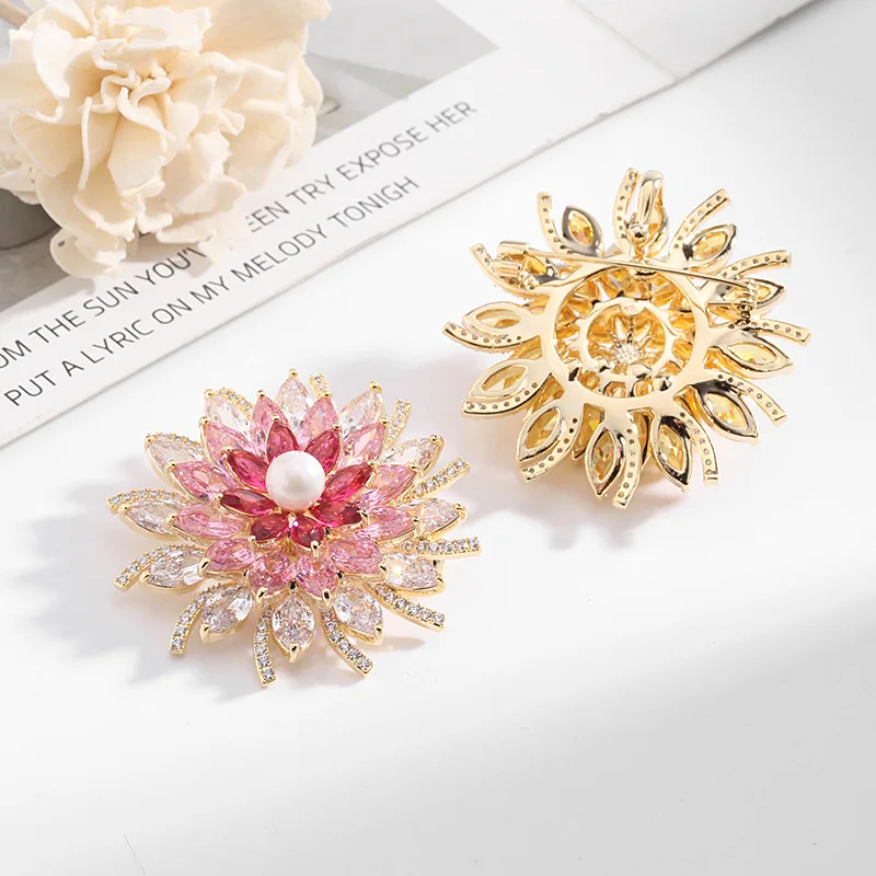 2022 Trend Snowflake Brooches Pins Luxury Jewelry брошь broche Marque Shining Crystal Cubic Zirconia Flower Corsage For Wedding