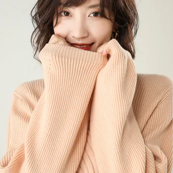 

Winter Jumper Women Twist Loose Pullover Knit Sweater Turtleneck Lantern Sleeve Fashion Clothes For Female Winter Women Sweater