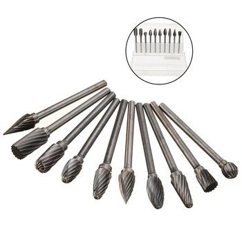 

10Pcs/lot 3mm Shank Rotay Tool Tungsten Steel Solid Carbide Rotary Point Burrs Die Grinder Bit Set Milling Cutter