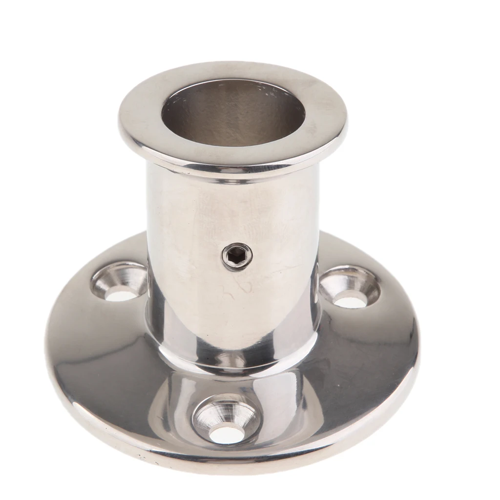 Marine Boat Deck Hand Rail Fitting Stanchion Round Base 80 Degree- Stainless Steel Hardware
