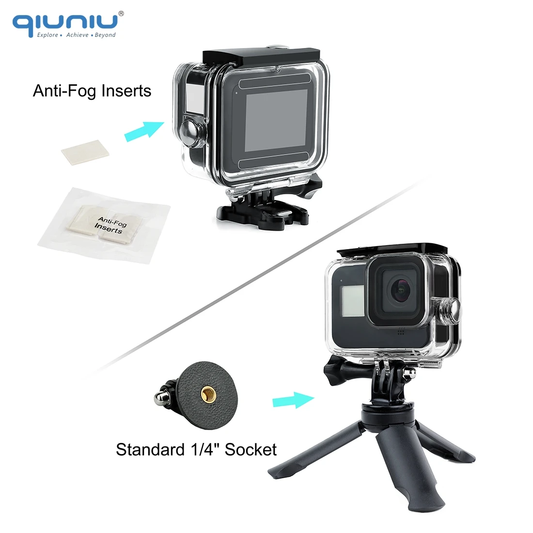 QIUNIU подводный водонепроницаемый защитный корпус для дайвинга чехол с фильтром для погружения объектива Комплект для GoPro Hero 8 Black Go Pro 8 аксессуар