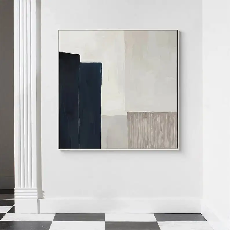 

Modern Art Minimalist Living Room Square Decorative Painting Wall Abstract Light Luxury Entrance Oil Painting Handmade Artwork