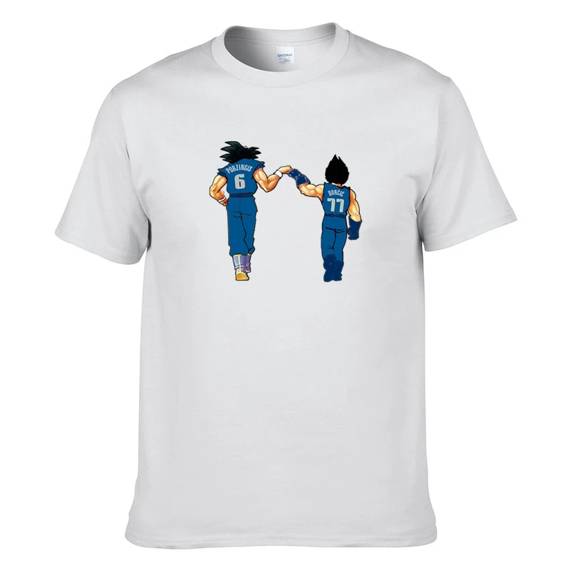 Luka Doncic & Кристапс Порзингис x Goku Vegeta хлопковая Футболка Повседневная летняя