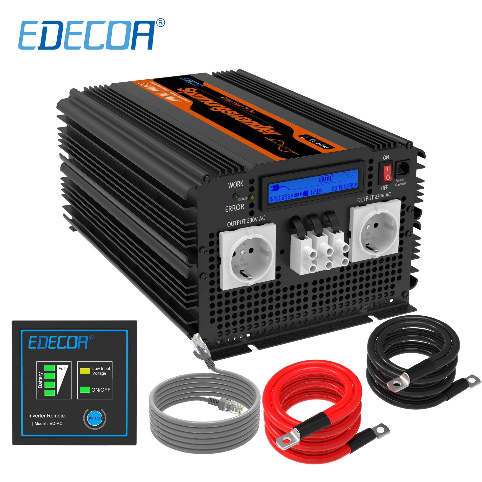 EDECOA UPS инвертор зарядного устройства для аккумулятора с чистой синусоидой 3500 Вт