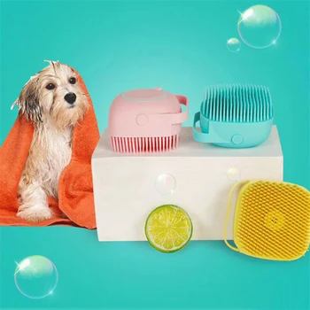

Pet Baby Shower Brush Soft Rubber Massage Hair Removal Dog Cat Puppy Body Wash Scrubber Towel Back Cleaning Soak Dispenser