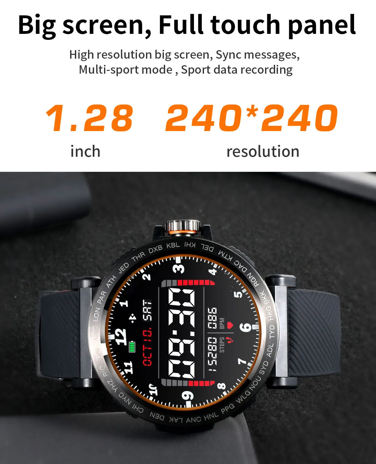 Умные часы SENBONO спортивные IP68 водонепроницаемый смарт-часы Полный Экран сенсорный Для мужчин часы с экраном сердцебиения, умные часы, Фитнес трекер умный Браслет