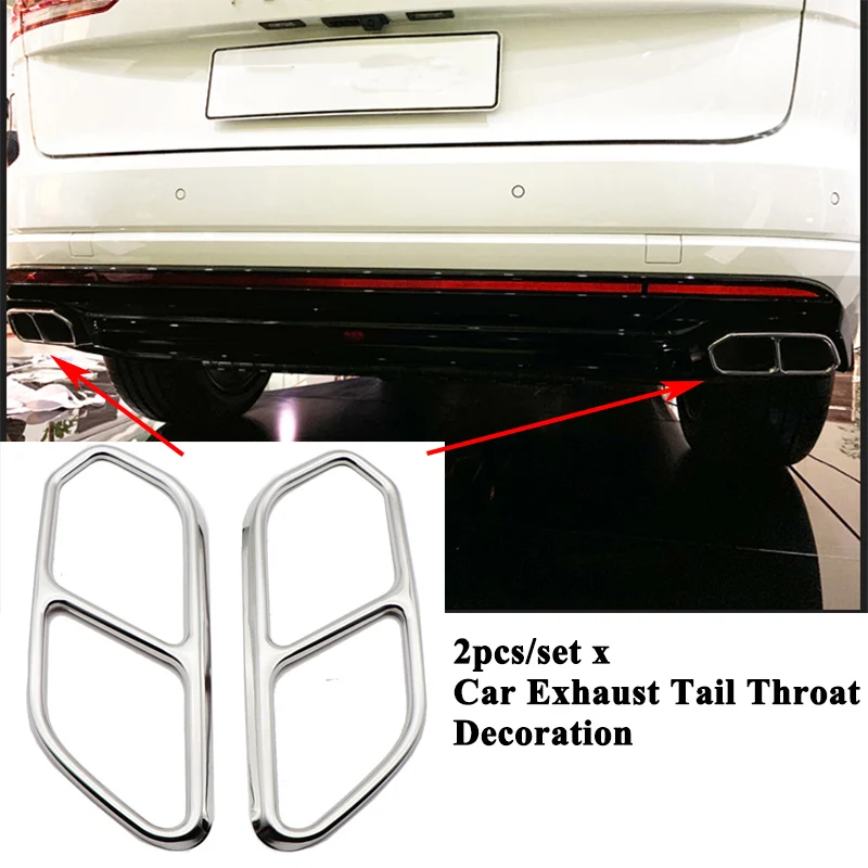 2 шт./компл. SEEYULE сзади выхлопных труб выхлопные трубы горло глушитель выхлопной трубы украшения выхлопная труба наконечник крышки рта аксессуары для Фольксваген Touareg - Название цвета: Silver