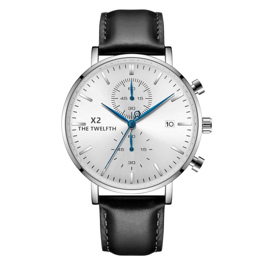 Top Brand Luxury X2 THE TWELFTH Design Chronograph Leather Men's Watches Quartz Fashion Sport Waterproof Wristwatch Men relogio