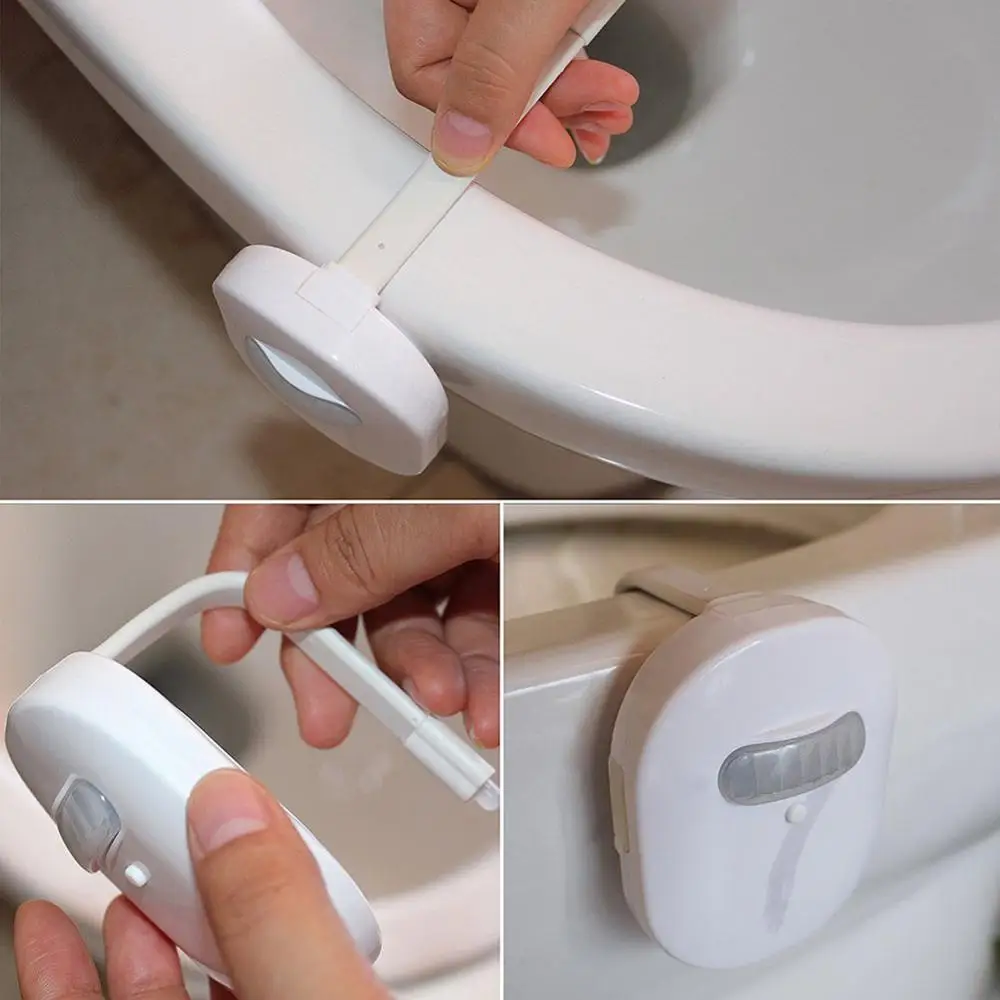 Waterproof USB Rechargeable Backlight For Toilet Bowl With Motion Sensor 12 Colors Activated Bathroom Toilet Bowl Night Light