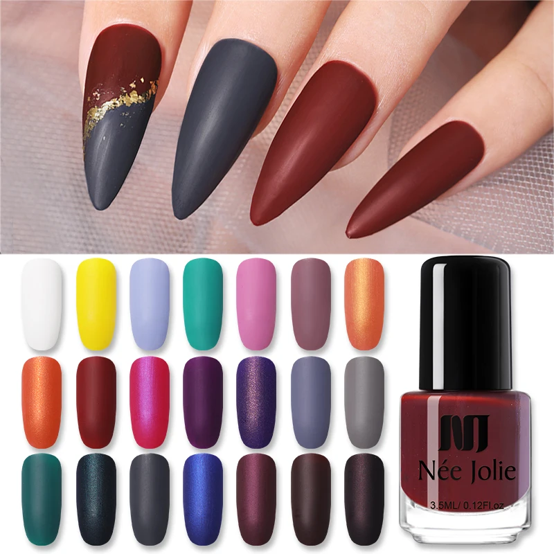 

NEE JOLIE 3.5ml Nail Art Polish Matting Effect Pure Pink White Yellow Colorful Nail Art Oily Polish For Nail DIY Beauty Tools
