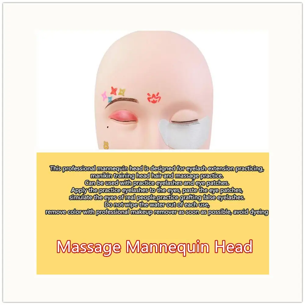

Massage Mannequin Head Flat Eye Facial Eyelash Eyelash Extension Makeup Practice Cosmetic Model Professional Training Heads Tool