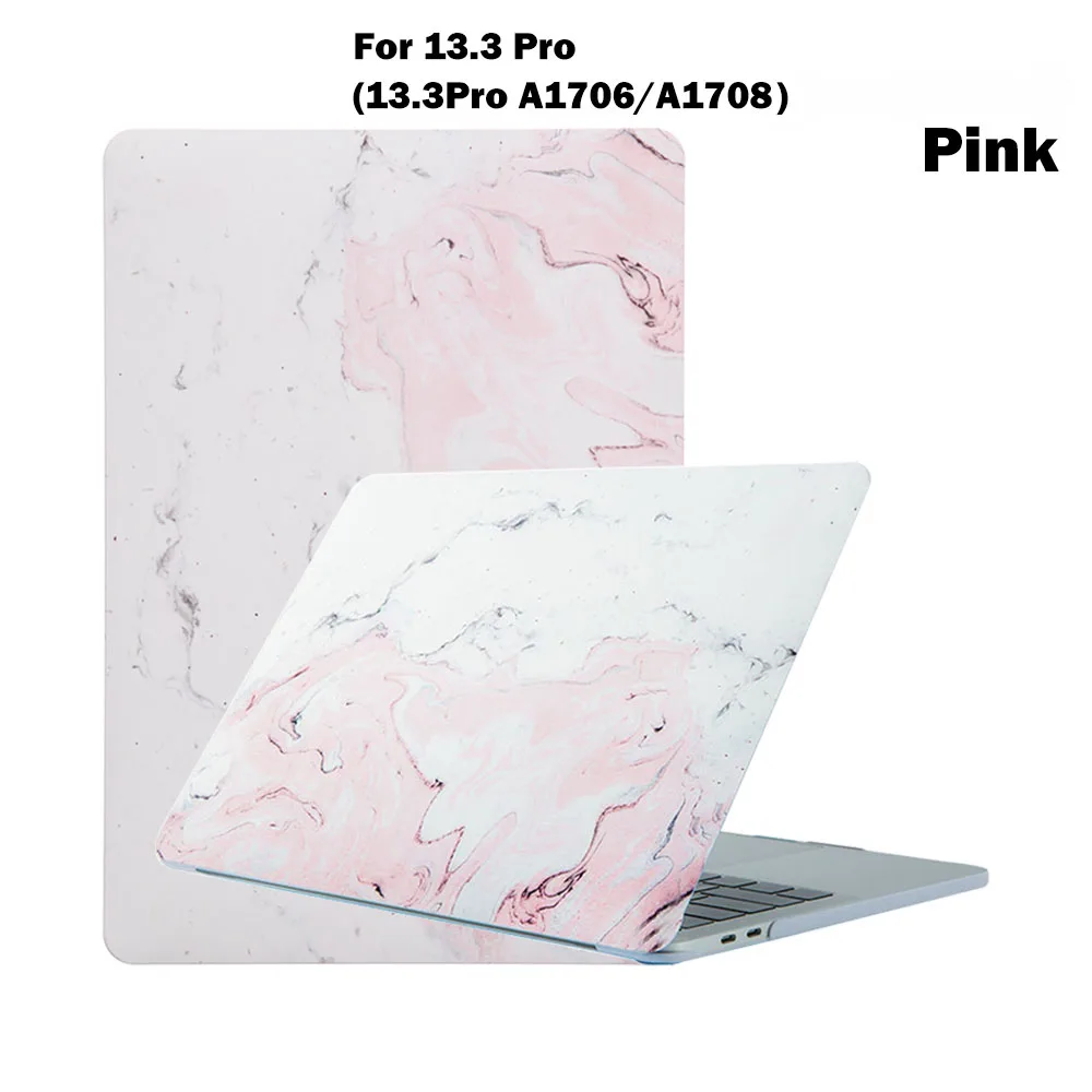 1 шт. оболочка рукав Печатный жесткий чехол мраморный чехол для ноутбука защитный для Macbook Air Pro Touch Bar retina 1" 15" - Цвет: Pink-New 13.3 Pro