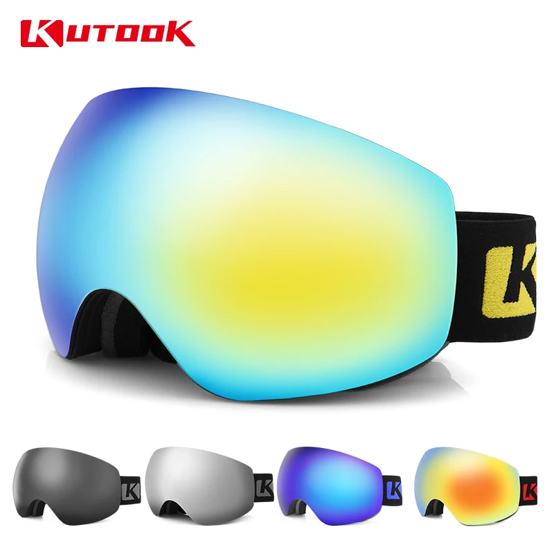 Лыжные очки kutake двухслойные для сноуборда UV 400 противотуманные OTG сменные зимние