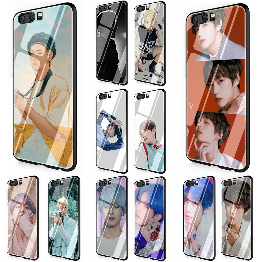 Kim V Taehyung Transparent Tempered Glass Phone Cover Case for Huawei Y6 Y9 Honor 8X 7A 9 10 P10 P20 P30 Mate 20 Lite Pro | Мобильные