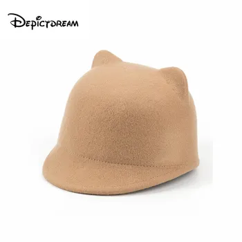 

New autumn winter Fashion leisure Wool for children Cute Cartoon Ear Modeling beard Formal hat size 54cm