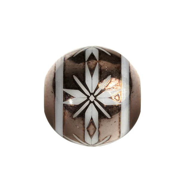 20pcs Round Porcelain Beads With High Quality Cruciate Flower Patterned Beads For DIY Making Bracelet Necklace Jewelry Auburn