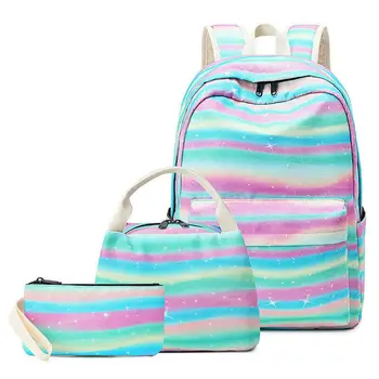 

Child Rainbow Multi-layer Lightweight Large-capacity Ridge Protection Backpack Three-piece Casual Breathable Waterproof