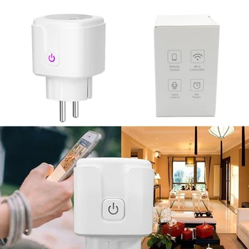 

Smart WiFi Plug Adaptor 16A EU Plug WiFi Socket Wireless Remote Voice Control Socket Adaptor with Phone App Control