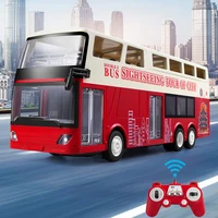 Double E E640 Travel Bus 1:18 Alloy Model High Speed Racing Car Double-decker Bus Model Sound Light RC sightseeing Bus Toys Boys 1