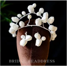 New Bride Bud Stereo Crown Headdress Simple Atmosphere Hairband Set Retro Hair Accessories Wedding Stage Accessories