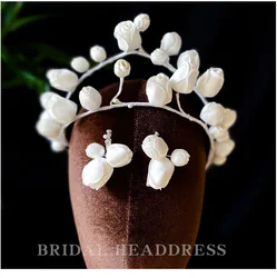 New Bride Bud Stereo Crown Headdress Simple Atmosphere Hairband Set Retro Hair Accessories Wedding Stage Accessories