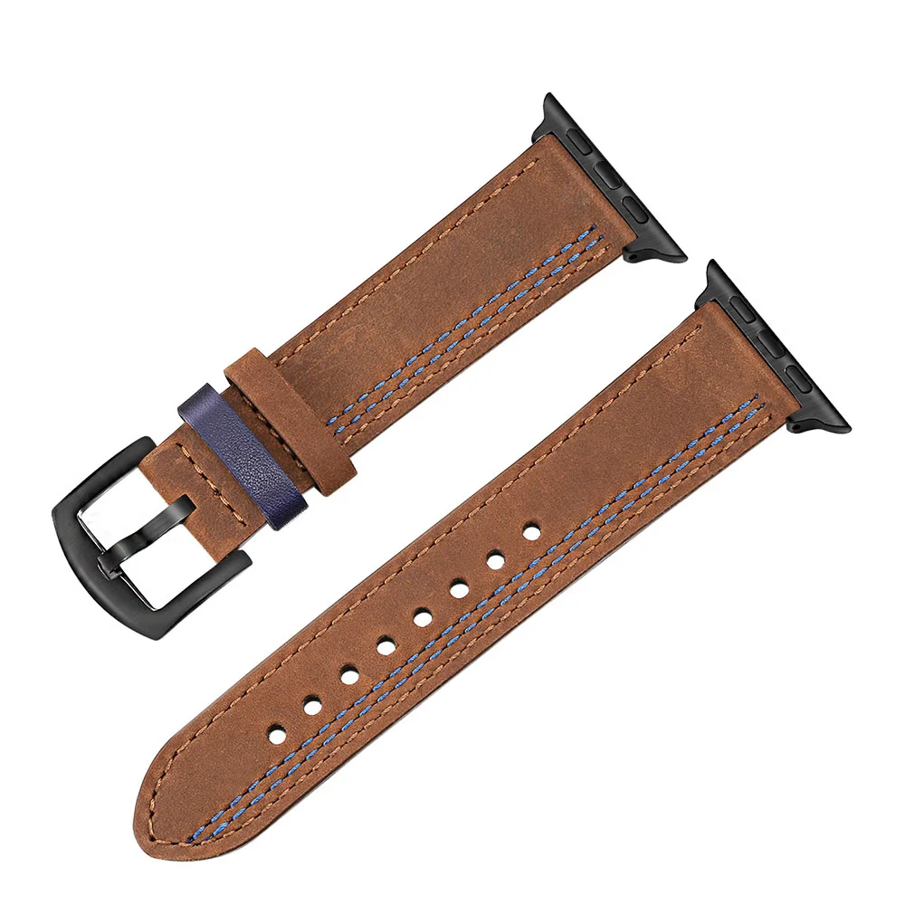 Genuine Calf Leather Watchband for iWatch Apple Watch 5 4 3 2 1 44mm 42mm 40mm 38mm Accessory Band Wrist Strap Bracelet